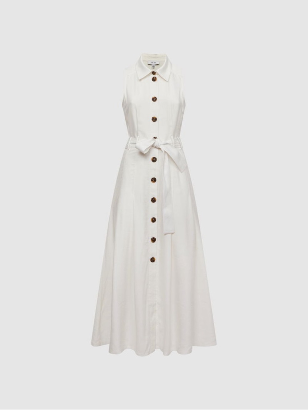 Reiss White Sleeveless Collared Button-Front Midi Dress - Picture 5 of 6